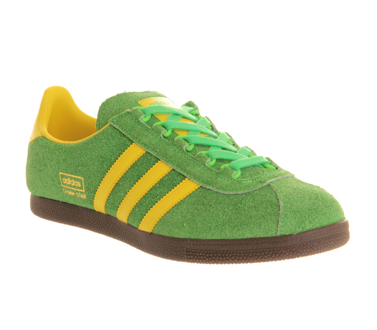green yellow adidas trainers
