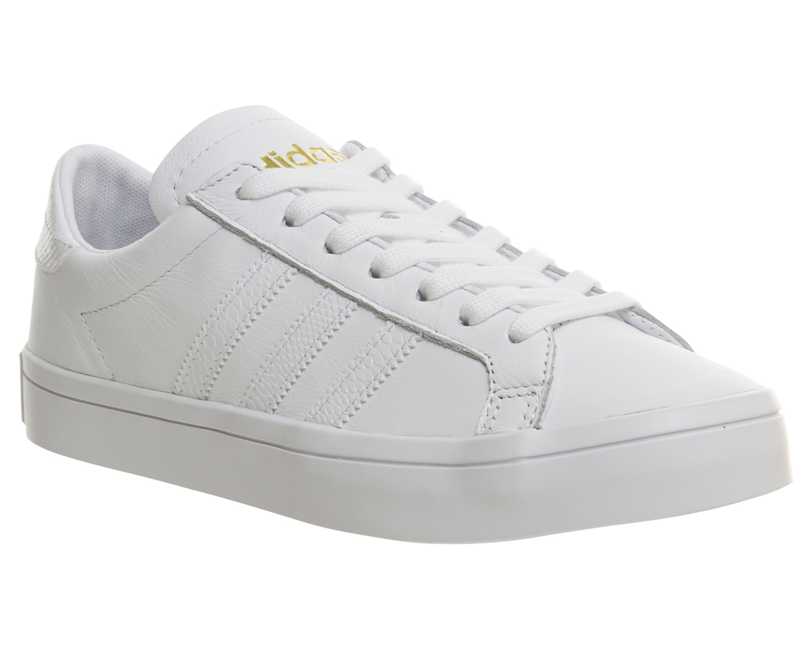 white and gold adidas trainers