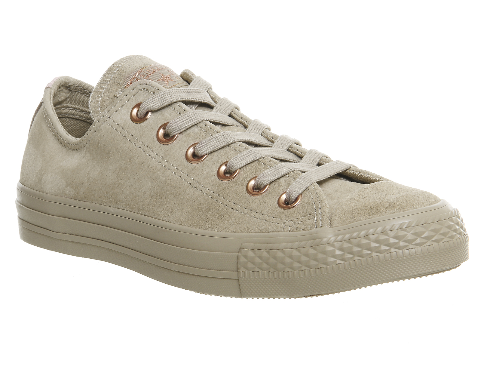 Converse All Star Low Leather Trainers Vintage Khaki Vapour Pink Exclusive  - Hers trainers